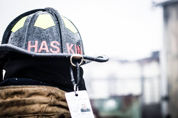 Image of a a fire fighter helmet