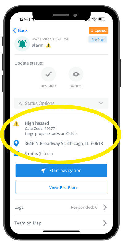 High Hazard Dispatch Notes